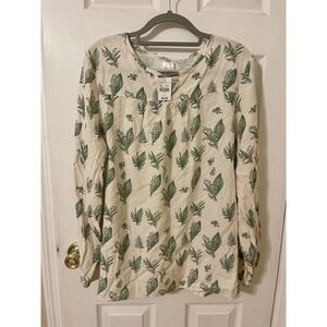 Botanical Blouse Cream With Green Botanical Print Size Large